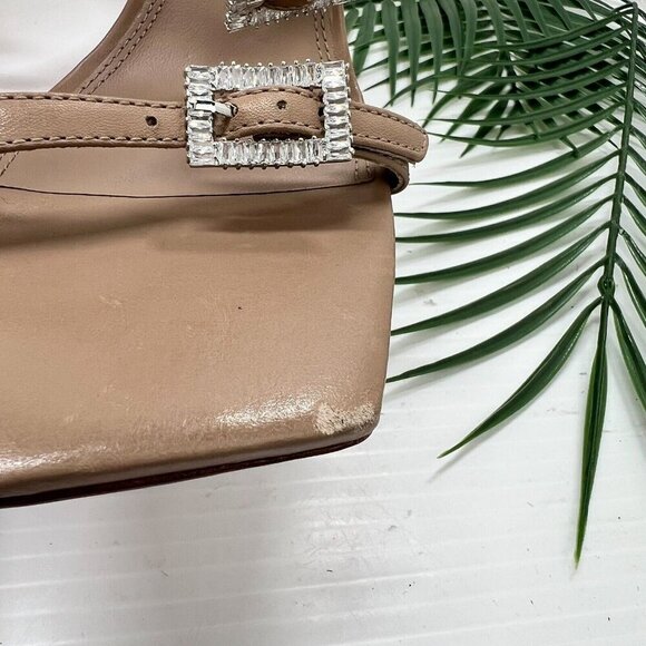 BLACK SUEDE STUDIO Livia Tan Leather Sandals With Crystal Buckles Size 37 - Picture 5 of 13